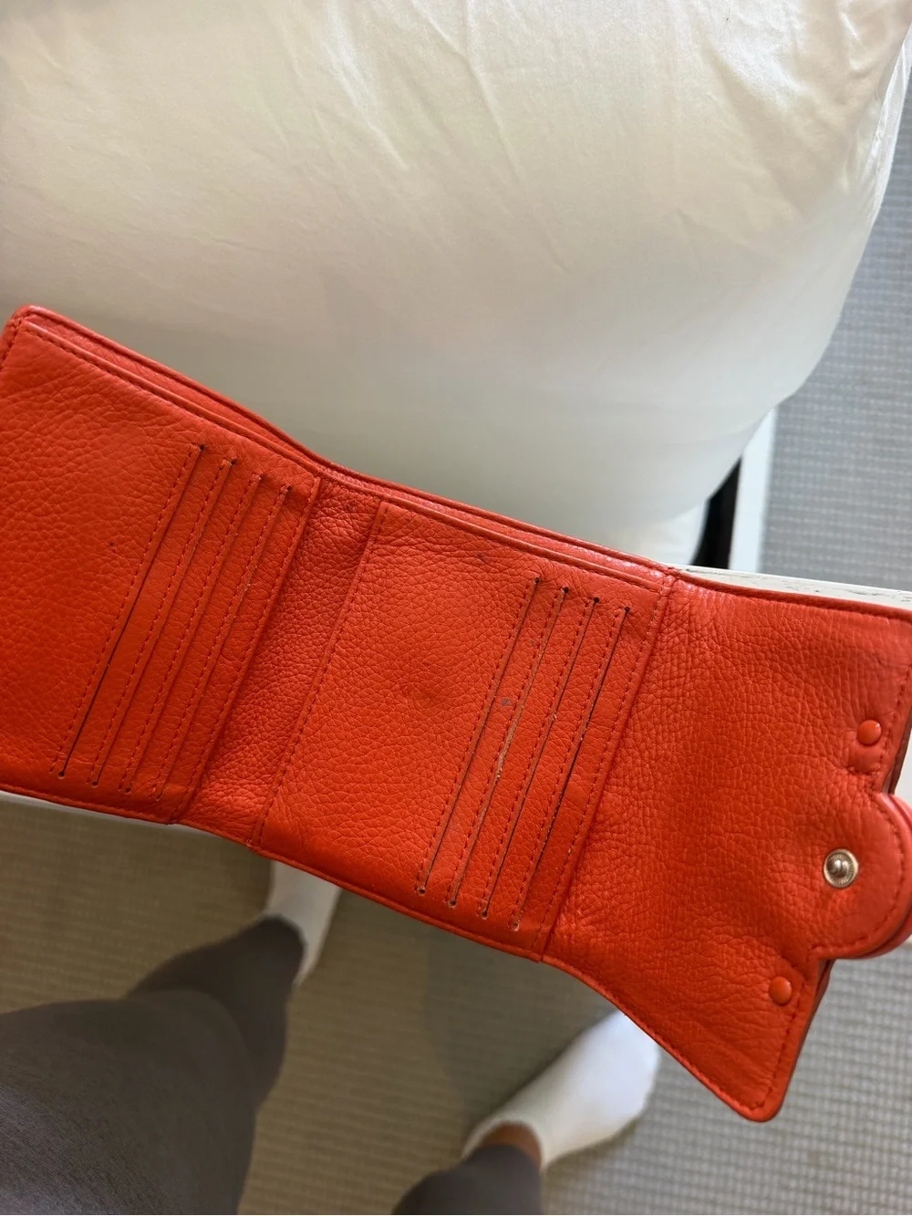 Tory Burch orange Leather Trifold Wallet